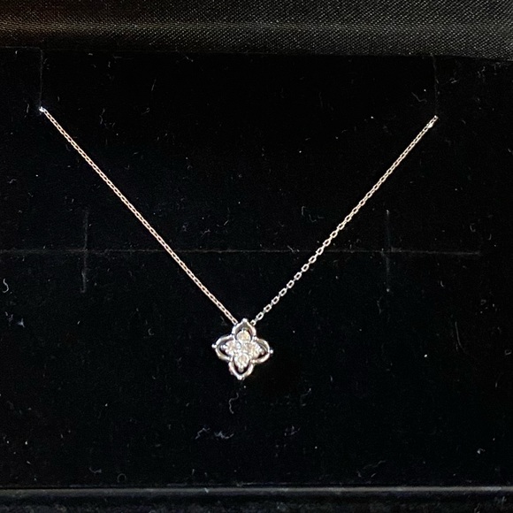 Vintage 950 Platinum natural Diamond Alhambra clover quatrefoil pendant & chain - Picture 9 of 11